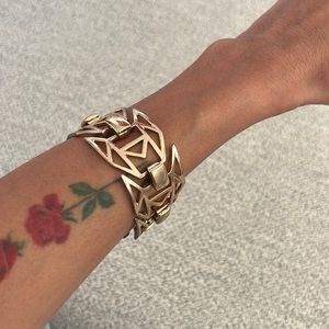 Goddess Triangle Squares Design Gold Tone Bracelet